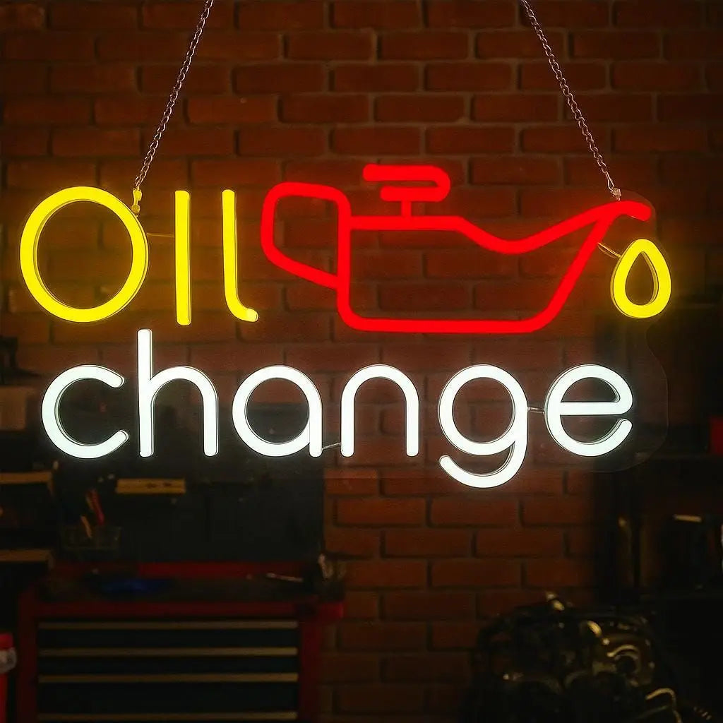 Custom Dimmable Oil Change Car Service Led Neon Sign Store Business logo Design Car Repair Shop Decor Custom Led Neon Sign