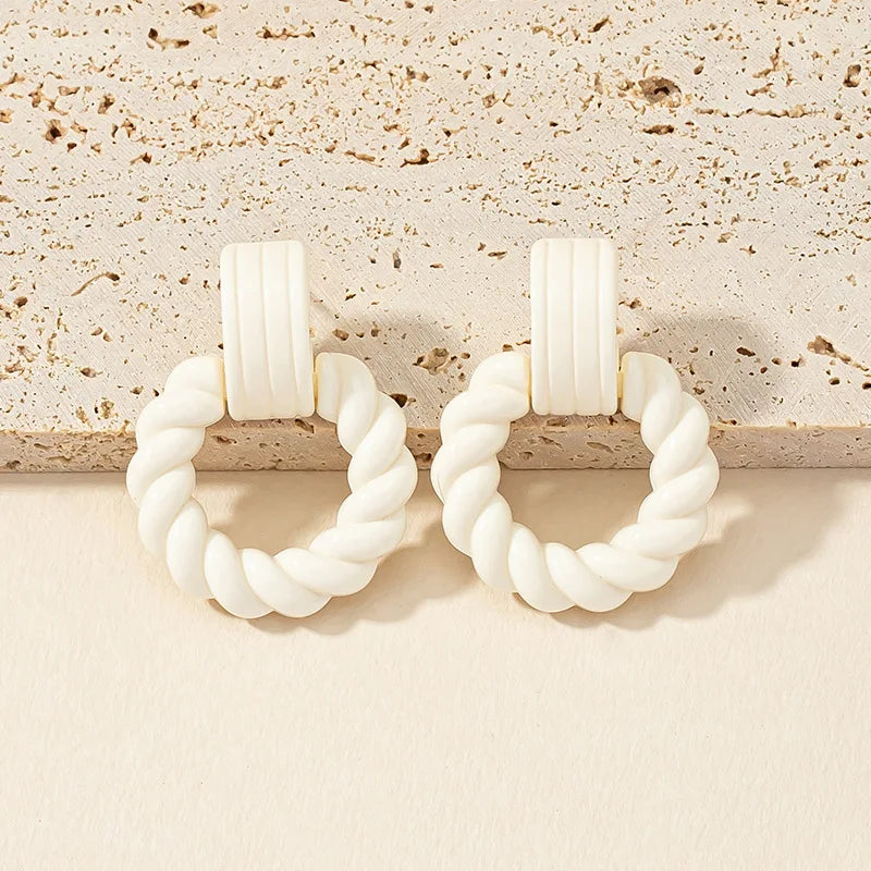 Tongxin New French Acrylic Twist Braided Earrings Knot Personality Exaggerated Fashion Earrings for Women