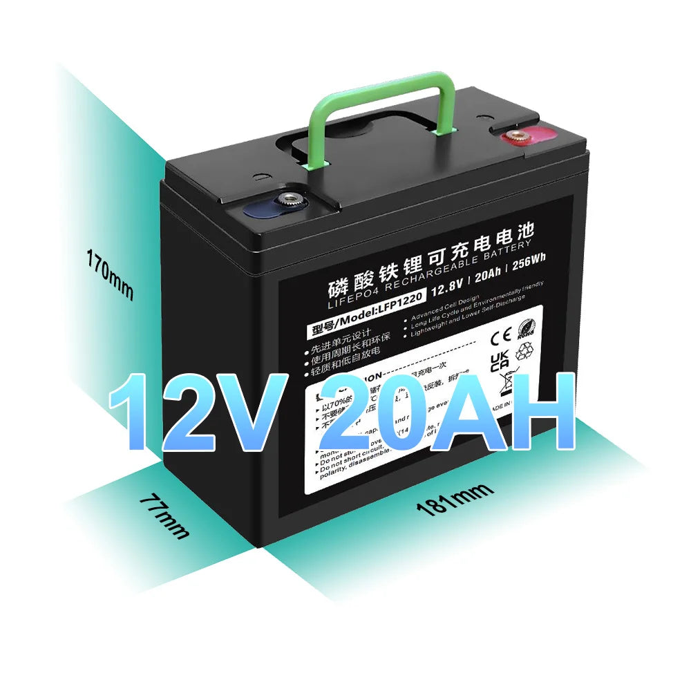 12V Lifepo4 Battery Pack 12.8V 6Ah 7Ah 8Ah 10Ah 12Ah 15Ah 16Ah 18Ah 20Ah 89.6Wh GEL AGM VRLA SLA Replacement LFP Battery