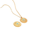 2022 New Trendy Stainless Steel Blue Turquoise Sun Shine Pendant Necklace Gold Color Tarnish Free Waterproof Link Heart Weddings