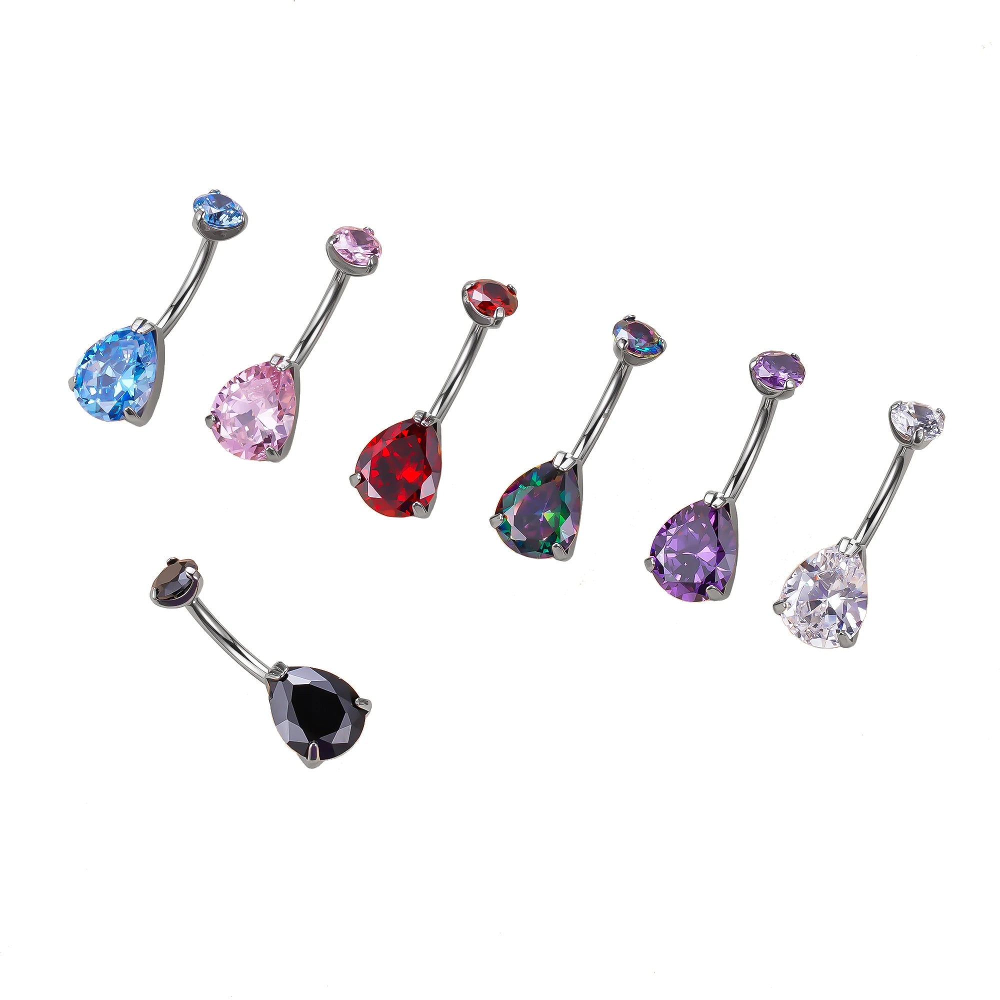 GZN Female Navel Rings Body Piercing ASTM F136 Titanium Belly Button Ring Nailing Catch Zircon Piercing Jewelry for Women
