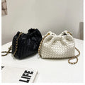 Preppy Style Ladies Woven PU Leather Crossbody Shoulder Handbags 2024 Summer Tote Bags Dress Bucket Purses for Women