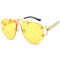 Fashionable Square Sun Glasses Ladies Frames Vintage Metal Rimless Eyewear