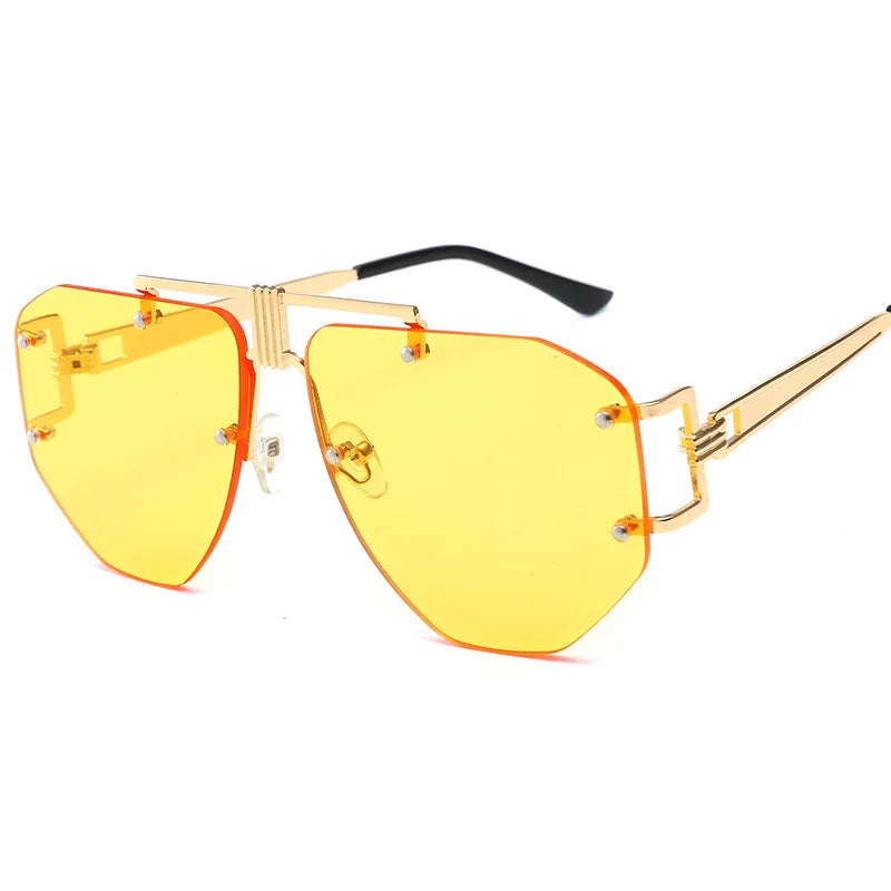 Fashionable Square Sun Glasses Ladies Frames Vintage Metal Rimless Eyewear
