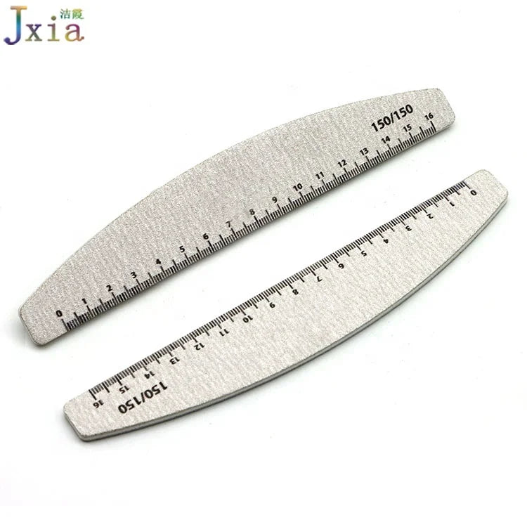 High Quality Zebra Sandpaper 100/120/150/180/240 Ruler Scale Half Moon Curved Diamond Nail File