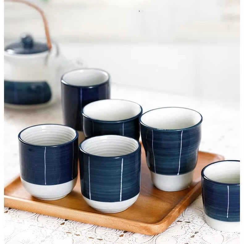 MSH 150ml/200ml Japanese Underglaze Striped Ceramic Coffee Cup for Afternoon Tea