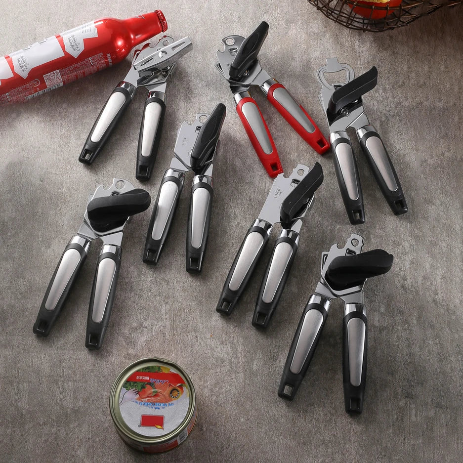 Multifunction Stainless Steel 3-in-1 Manual Opener for Bottles and Cans Butterfly Smooth for Topless Edge Handheld