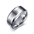 Guandong Men's 8mm Tungsten Carbide Ring Classic Silver Color with Matte Finish for Wedding Engagement Party or Gift