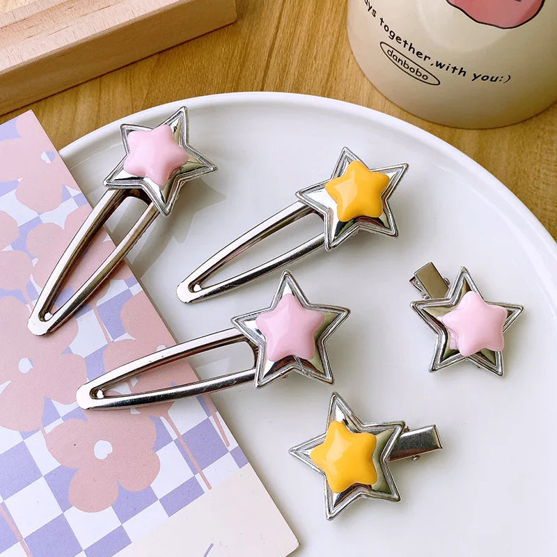 Wholesale Korean Y2k Geometric Children Hair Accessories Star Metal Hair Clips for Kids Girls