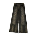 DENMGUYS High End Custom Men Vintage Faded Washed Cut and Sew Seams Y2K Baggy Jeans for Men Wide Leg Stacked Denim Pants