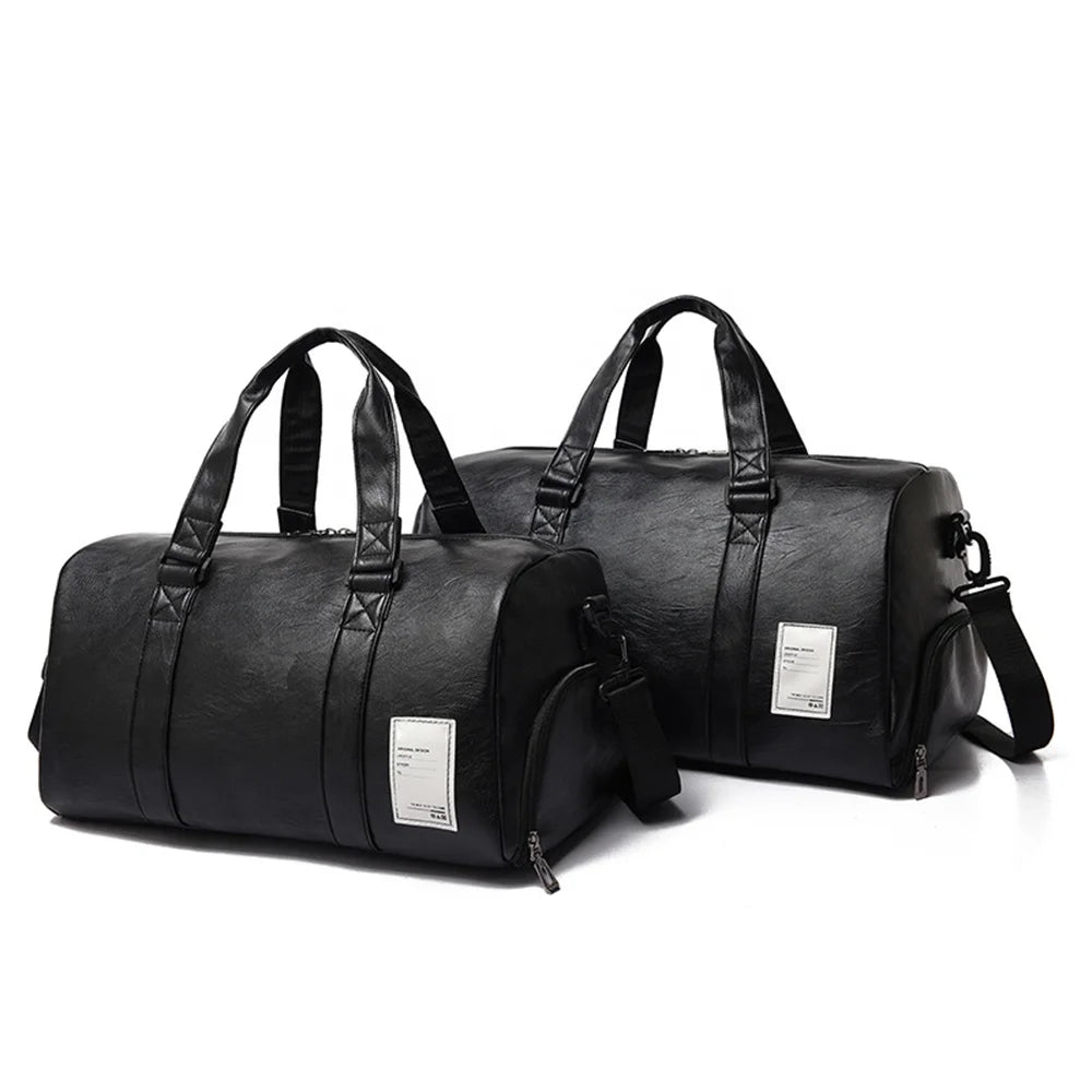 Newbility Dry and Wet Separation Handbag Gym Bag Pu Leather  Waterproof Sports Bag Travel Bag