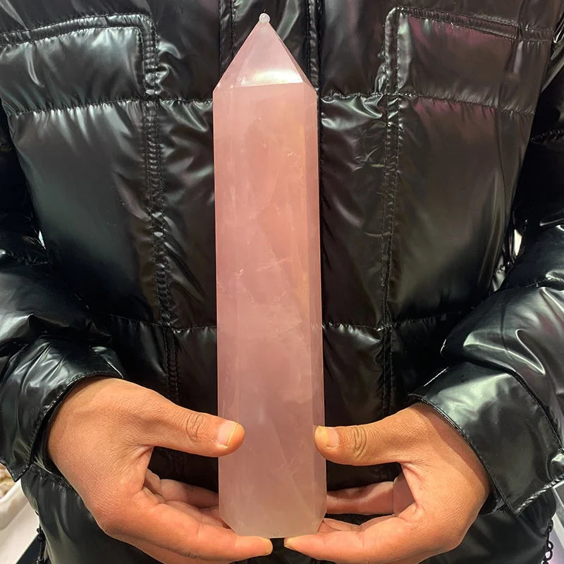 Natural Crystal Healing Semi Precious Stone Large Rose Quartz Points Healing Stones Wands Tower for Home Decoration