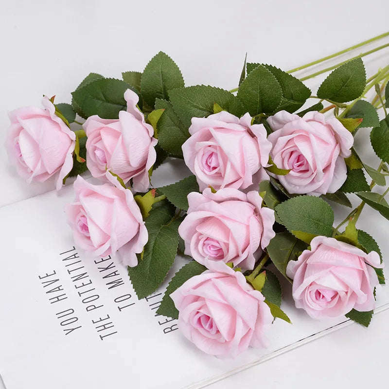 Y15 Single Real Touch Latex Artificial Roses Decorative Flower in Bulk for Wedding Party Home Decoration