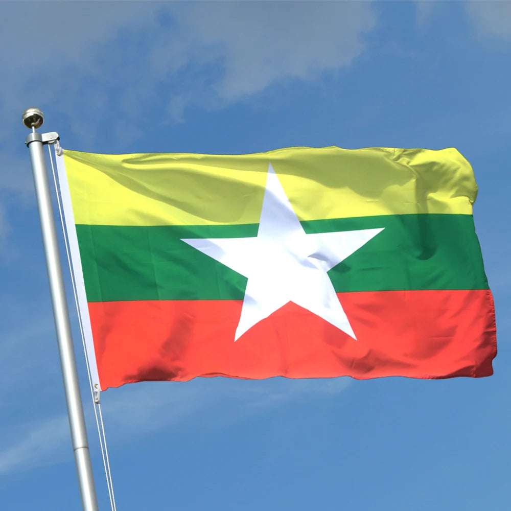 Wholesale Fast Shipping Customized Logo 100% Polyester Flags 3x5ft the Republic of the Union of Myanmar All Country Flag