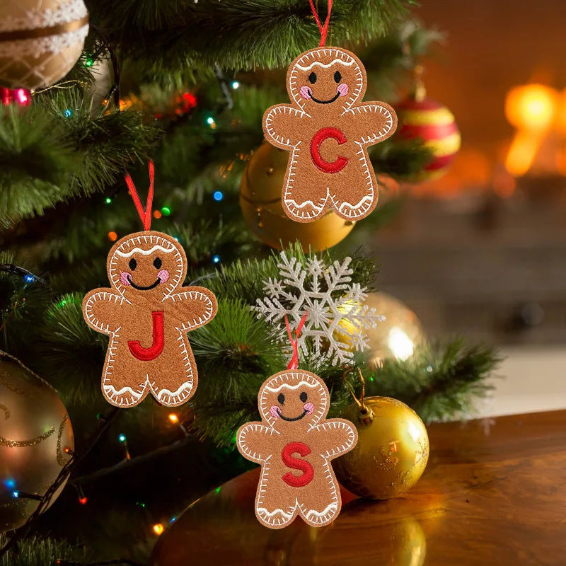 26 Letter New Christmas Gingerbread Man Decoration Pendant Elegant Christmas Tree Pendant with Letter Biscuit Man Ornament