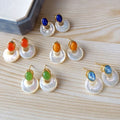 Fashion Luxury Jewelry 925 Silver Earring Natural Jasper Lapis Lazuli Earrings S925 Silver Thick 18K Gold Plated Multi Styles