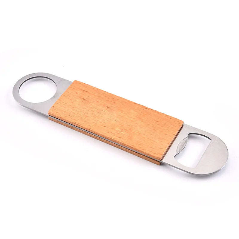 Creative Wooden Handle Bottle Opener Stainless Steel Bottle Opener Simple Beer Opener Logo Customization Groomsmen Gift
