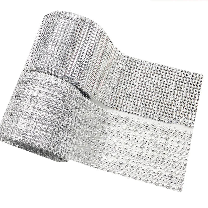 Silver Plastic Rhinestone Mesh Roll Trim DIY Accessories for Clothing Handbags Shoes