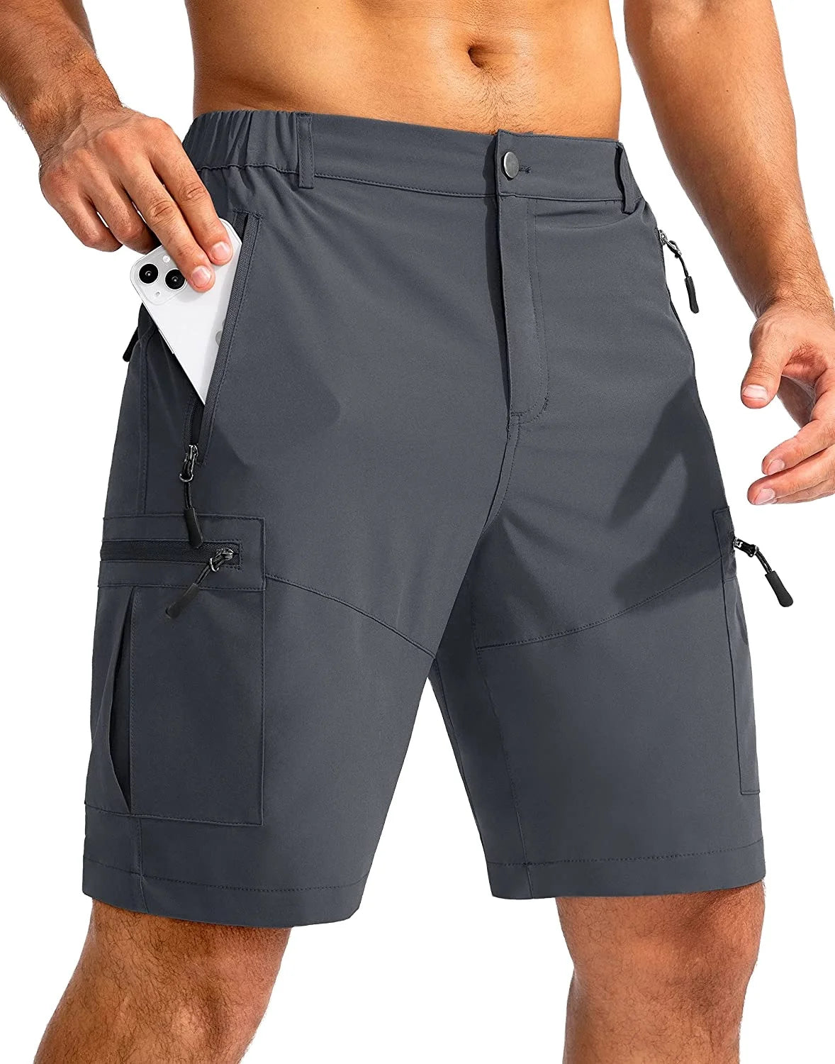 Men's Hiking Cargo Shorts Lightweight Outdoor Work Shorts for Men Travel Golf Camping Casual With 5 Zipper Pockets