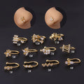 POENNIS Allerge Proof Zircon Fakes Nose Ring Cuff Indian 14K Gold Plated Stainless Steel Nose Ring for Women