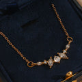 Dreamshow Tarnish Free Irregular Flower Petal Design Zircon Pendant Necklace Gold Plated Necklaces Women Jewelry