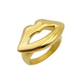 18K Gold Plated Tarnish Free Chunky Ring Personalized Big Lip Design Stacking Ring Jewelry Stainless Steel