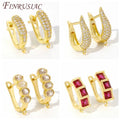 Shvenzy 18K Real Gold Plated Crystal Zirconia Earring Hooks Clasps Fasteners DIY Earring Accessories Main Stone Zircon