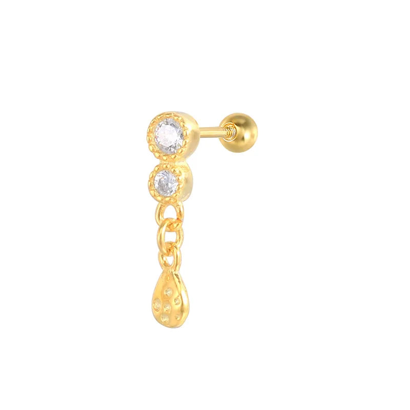 925 Sterling Silver Zircon Hollow Midnight Drop Cartilage Stud Earrings for Wedding Party Gift