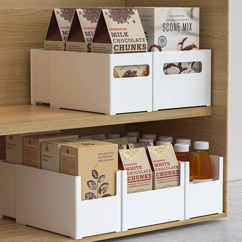 Retractable Cabinet Storage Box Modern Square PP Material Home Desktop Sundries Organizer Snacks Food Storage Drawer