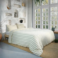 100% Organic Cotton Muslin Bedding Sgae Green Muslin Cotton Bedding 100% Muslin Cotton Duvet Cover Set Striped Printing