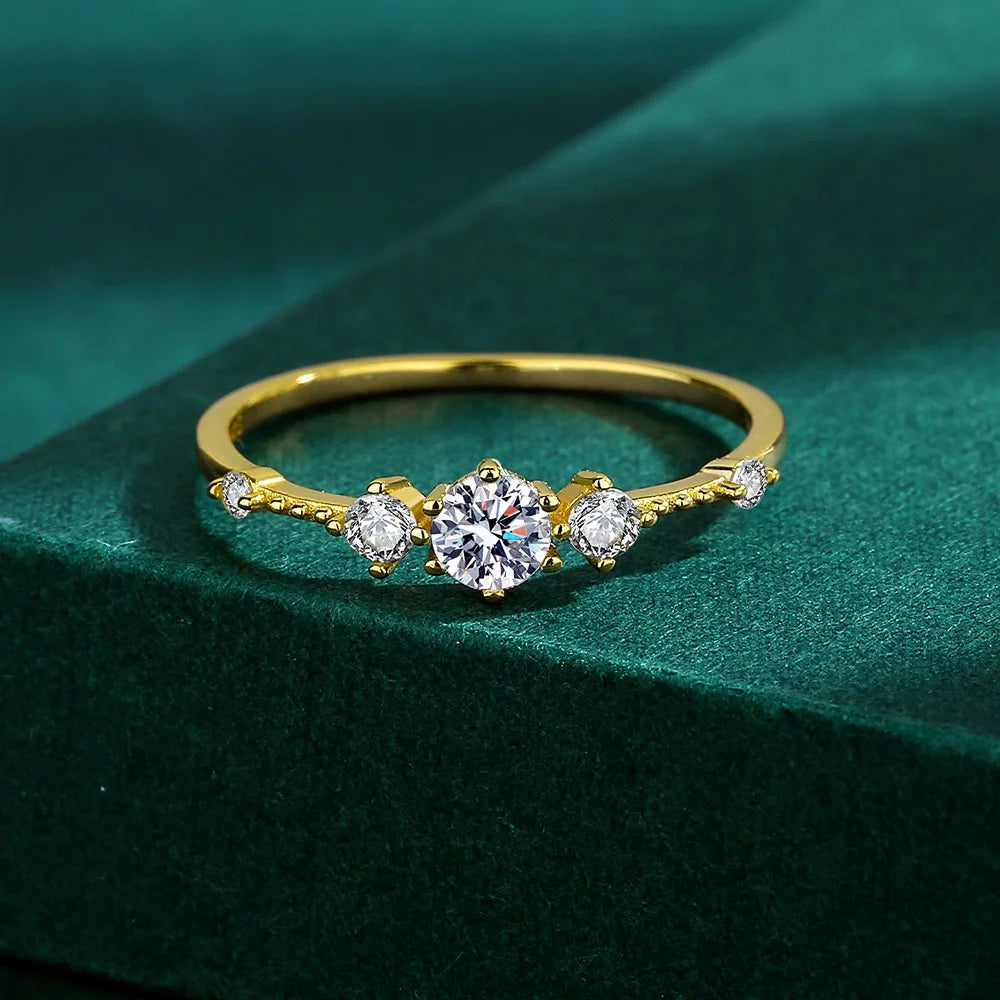 Best Valentines Gift Luxury Rings Jewelry 925 Sterling Sliver Gold Plated Cubic Zirconia Ring for Women