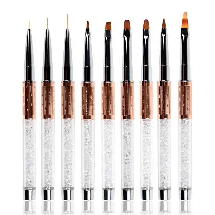 Free Samples Liner Flower Glue UV Gel Stripe Flat Oval Rhinestone Handle 3d Nail Art Liner Brush