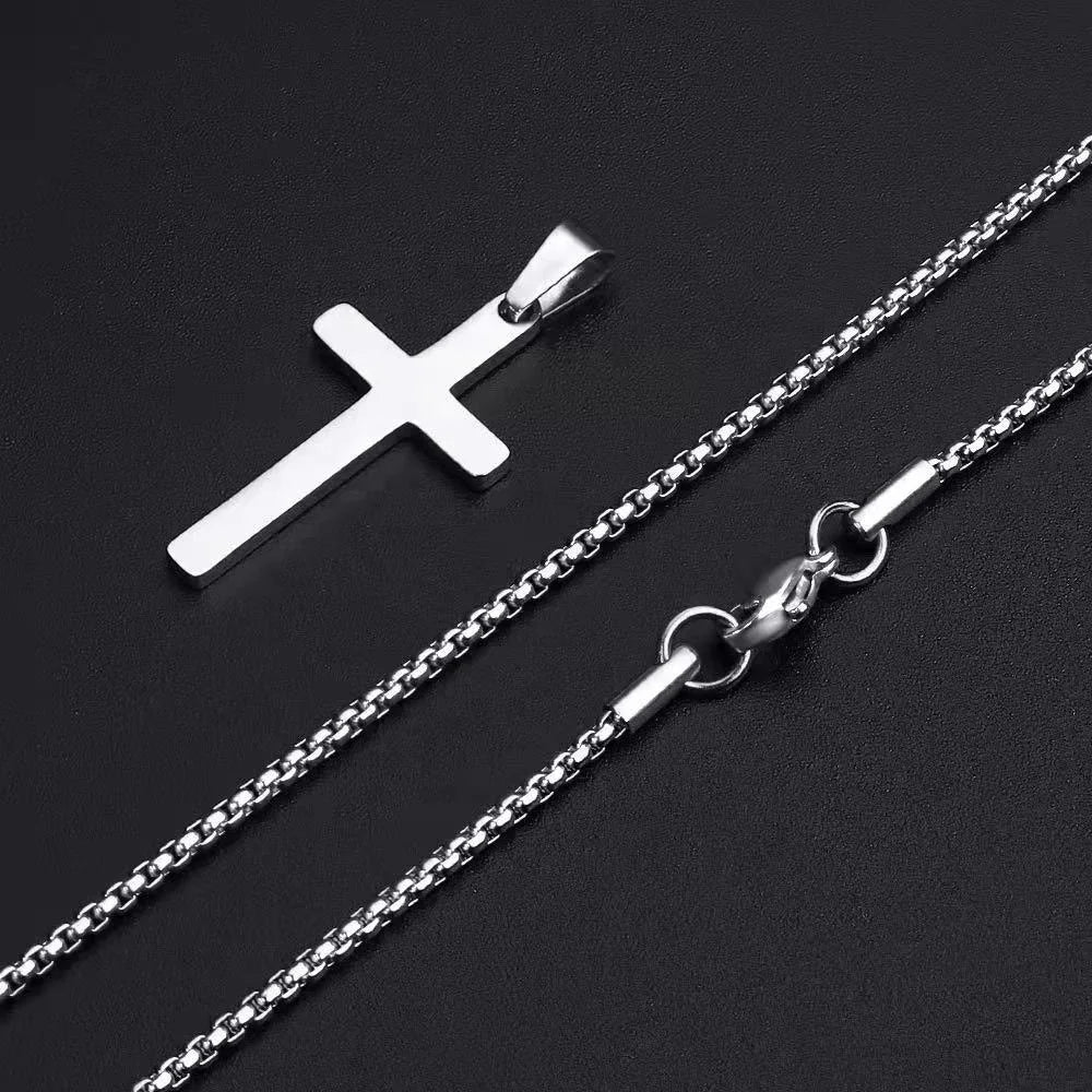 Dina Factory Wholesale Personalized Jewelry Stainless Steel Jewelry Men Jesus Cross Charm Necklace Chain Necklace