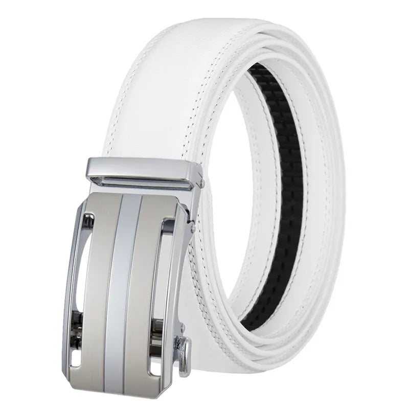 LQBelt New Men's Automatic Buckle Belt Split Leather Belts for Men Alloy Buckle Custom Logo Ratchet Belt Factory