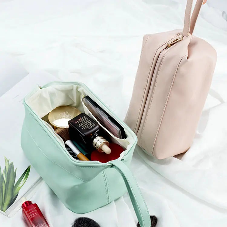 Pu Leather Single Layer Designs Portable Large Travel Toiletry Make up Makeup Cosmetic Bag Pouch Box Case Pack for Men Women