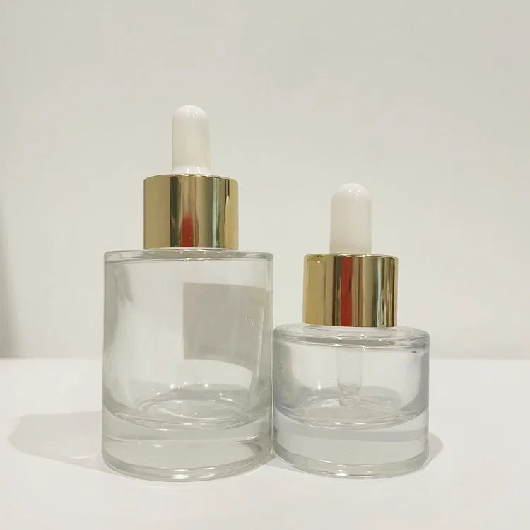 Wholesale Thick Bottom Glass Dropper Bottle 30ml 50ml Flat Shoulder Glass Serum Dropper Bottle Skincare Package