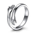 SC Hot Selling 925 Sterling Silver Ring Open Adjustable Ring Set Fashion Luxury Jewelry Two Hands Embrace Couple Rings