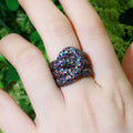 Beautiful Design 3 Lines Weave Cross Black Gun Plated Rainbow Round CZ Snake Shape Twist Finger Cocktail Rings for Women Female