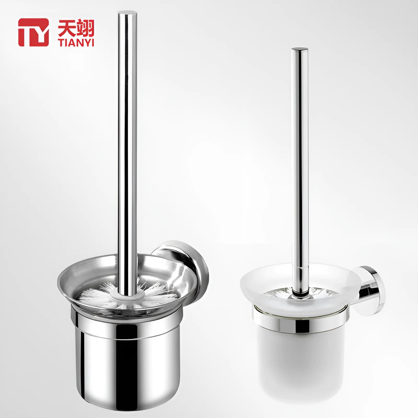 Modern Stainless Steel Wall-Mounted Eco-Friendly Durable Space-Saving Toilet Brush Holder Bathroom Hotel School Apartment 3-Year