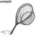 NEWMAJOR Black Single Section Landing Net Nylon Hand Fishing Net with Hanging Adhesive for Fly Fishing