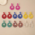 Boho Glass Seed Beaded Beads Circle Shape Hollow Earring Studs Huggie Earrings Women Earring Jewelry