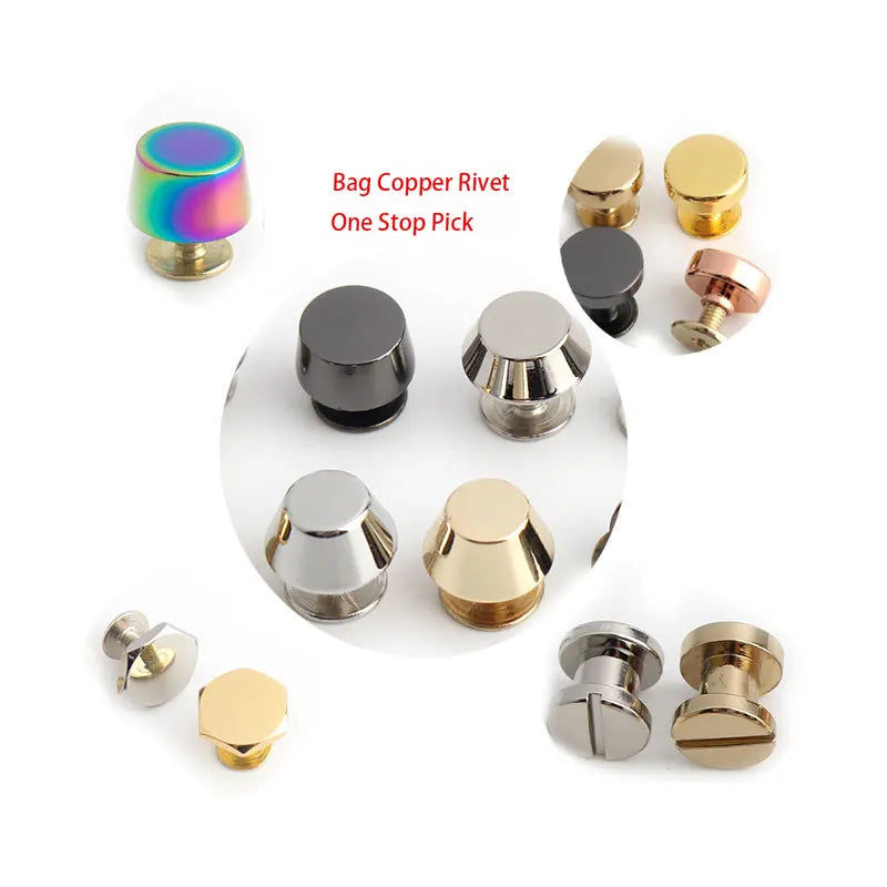 Custom Metal Round Capp Studs Screws Bottom Feet Back Base Rivets Nail Buckles for Leather Bags