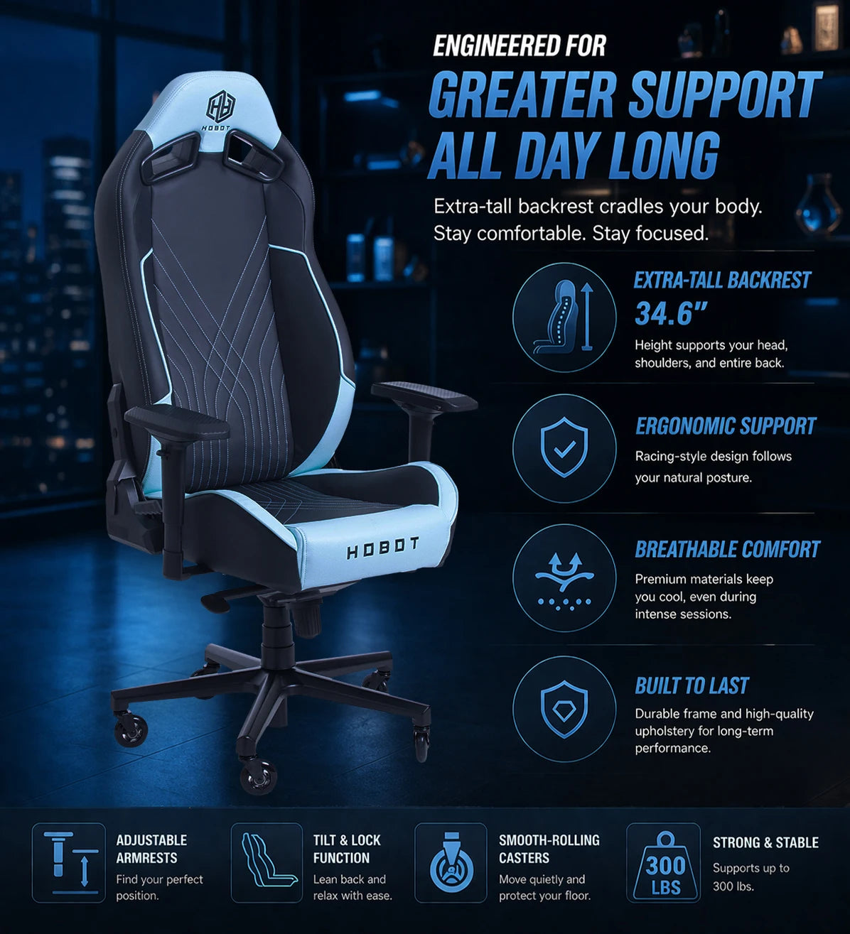 HOBOT Modern Adjustable Zero Gravity Lounge Rocking Recliner Relaxing Gaming Chair