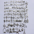 100PCS Wholesale Bulk Lots Silver Charms Mixed Smooth Tibetan Silver Metal Charms Pendants DIY for Bracelet Jewelry Making