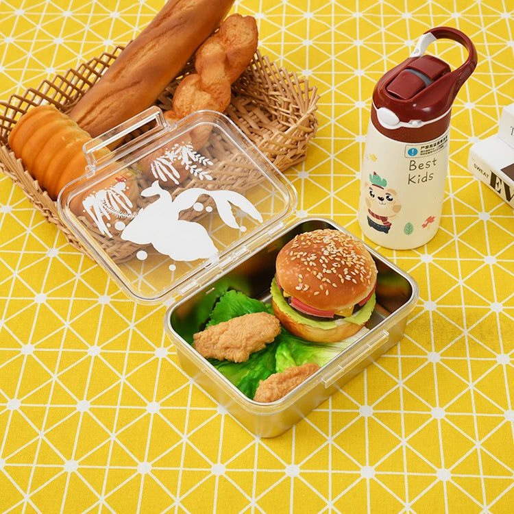 Aohea 304 Stainless Steel Bento Box Office Worker Insulated Steel Lunch Box Kids Lunchbox Keep Warm