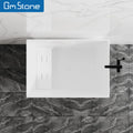 GM Stylish 1-Piece Modern Hotel Bathtub Small Oval Mini Freestanding Massage 3-Year Artificial Stone Soaking Solid Surface
