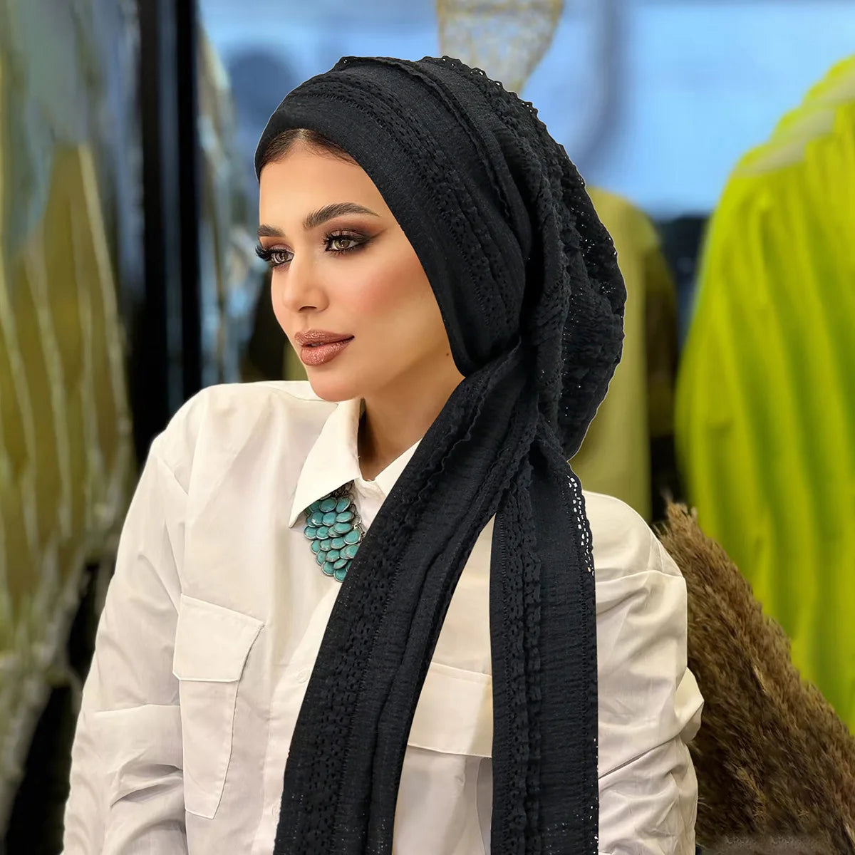 CCY 2026 New Style Winter Plain Women Muslim Instant Hijab Scarf Islamic Turban Headwear Hijabs