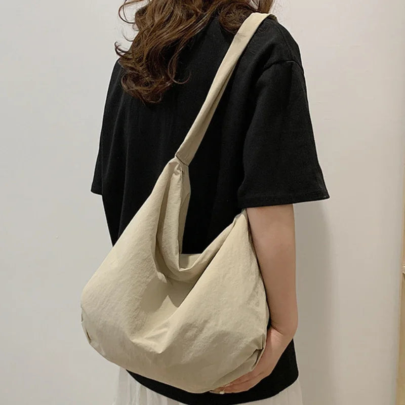 Casual Simple Women's Nylon Cloth Shoulder Bags Large Capacity Ladies Crossbody Bag Solid Color Female Handbags Travel Tote