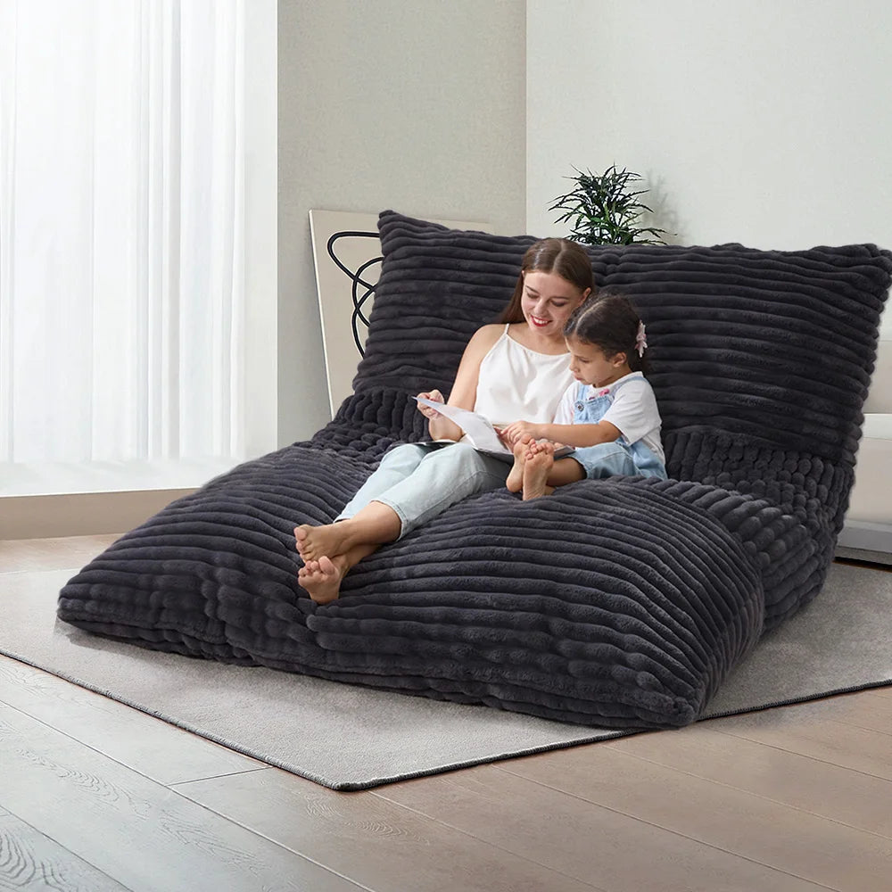 3 in 1 Bean Bag Chairs Bean Bag Bed for Adults High Density Foam Filling Convertible Sofa Bed Corduroy Cover