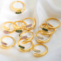European American Wholesale Minimalist Snake Shaped Stainless Steel Ring Fashion Open Adjustable Pink Green White Zirconia Ring
